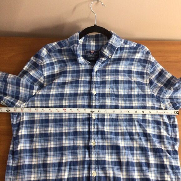 Mens‎ Vineyard Vines Cotton Classic Fit Murray Flannel Shirt Blue Size Large - Picture 6 of 6